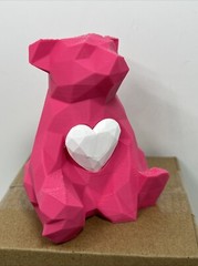 Valentine’s Day Pink Bear w/ Heart Geometric 3.5” Figure Plastic Cute Gift New