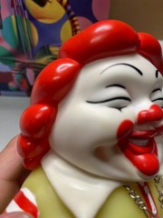 Ron English MC Supersized GLOW Red / Yellow 10″ vinyl figure, 2004 with box
