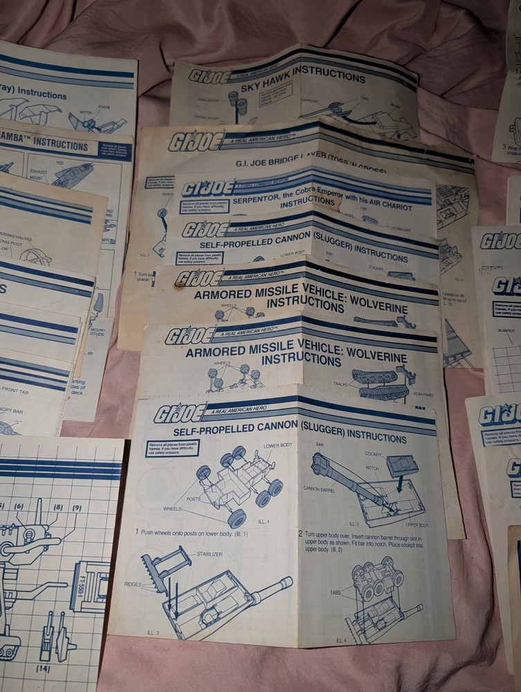 Vintage GI Joe ARAH Info Cards, Paperwork, Vehicle Blueprints.