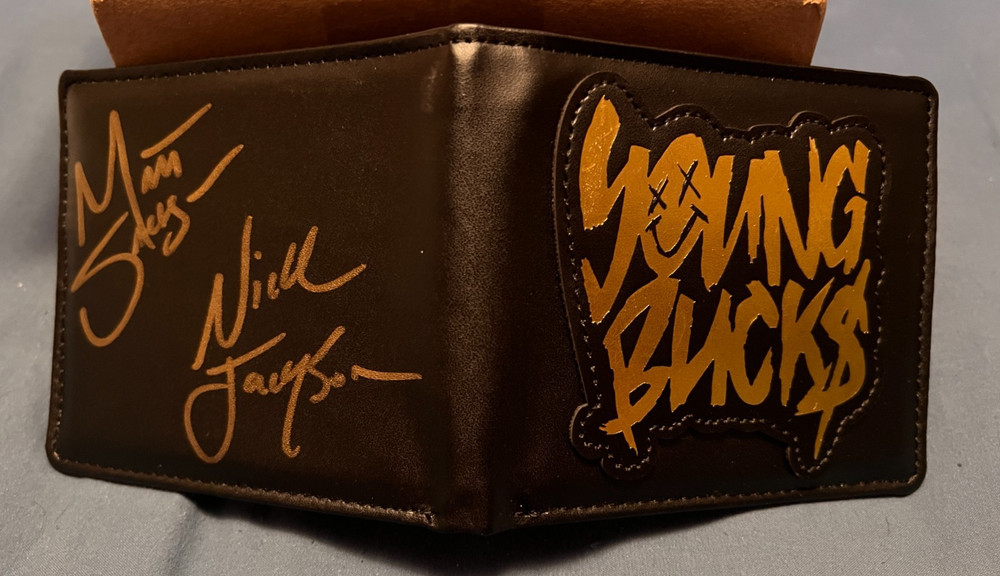 Autographed AEW All Elite Crate EXCLUSIVE Young Bucks Wallet Matt & Nick Jackson
