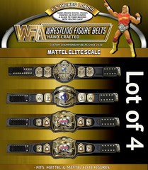 WWF ELITE SCALE Lot Of 4 Hand Made Wrestling Figure Belts 5.5 Inches Long