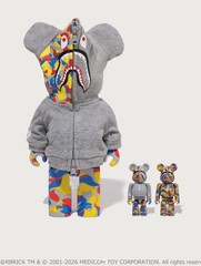 BAPE x Medicom Toy 30th Anniversary Shark Hoodie BE@RBRICK 100% 400% Set