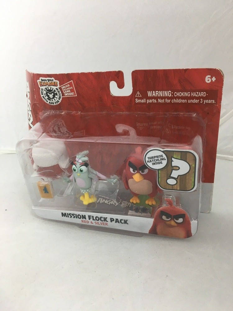 Angry Birds Mission Flock Pack Red & Silver 2-Figure + Surprise Hatchling “NEW”