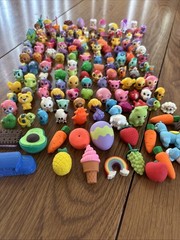 Large Lot Of Squinkies , Shopkins, Puzzle Eraser, Generic Squinkies 170? Pieces