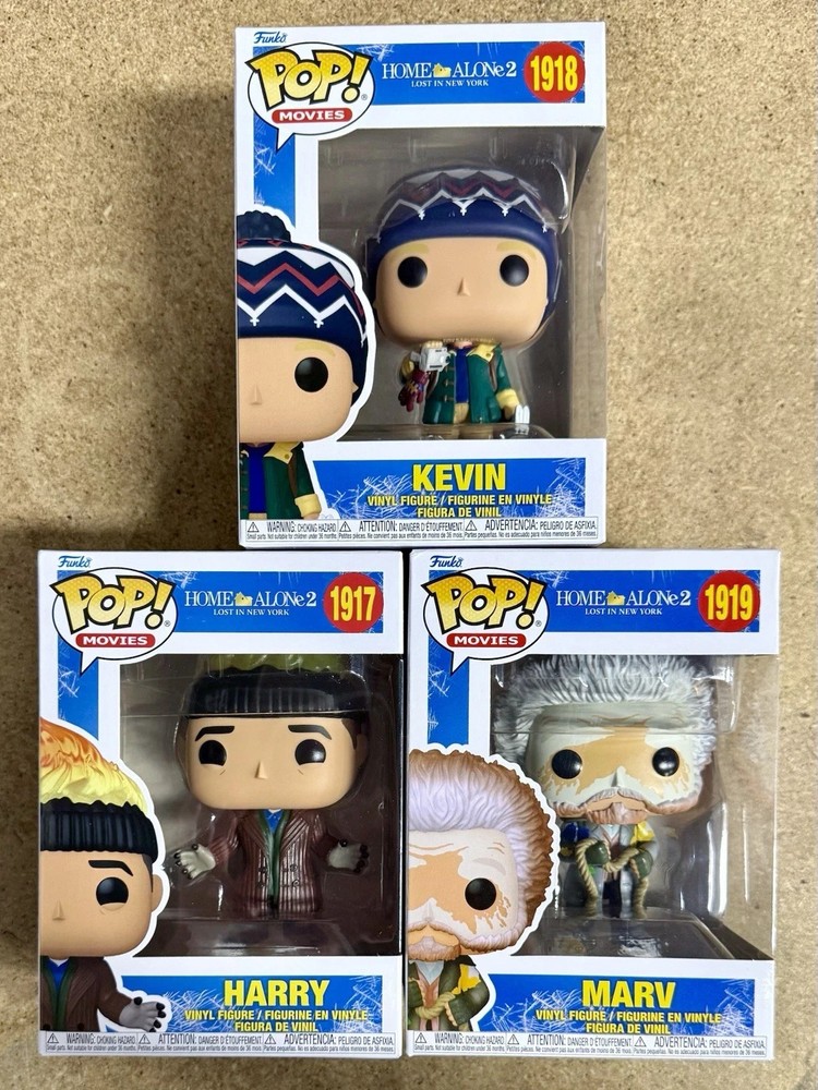 FUNKO POP ! Movies Home Alone 2 HARRY 1917 KEVIN 1918 & Marv 1919 LOT Set Of 3
