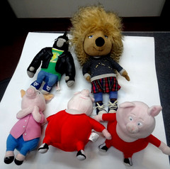 Used Sing Movie Plushees w/14″ Ash,Ty Rosita-Johnny-Gunter & 9″ Gunter 5pcs