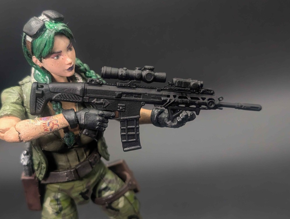 1/12 scale 3D printed tactical AR type rifle for classified marvel legends