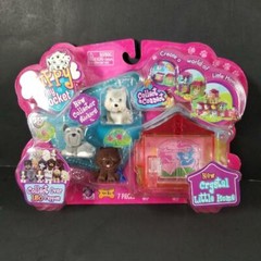 NEW Puppy In My Pocket 3 Dogs Crystal Little Home Fritz Boo Chow Petey Westie