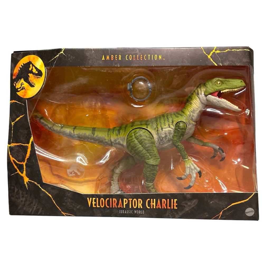 Amber Collection Velociraptor Charlie – Jurassic World New SEALED Mattel
