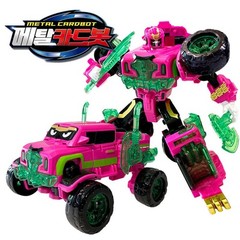 SAMG Metal Cardbot Buffalo Crush Pink Truck Transformer Robot Kids Toy
