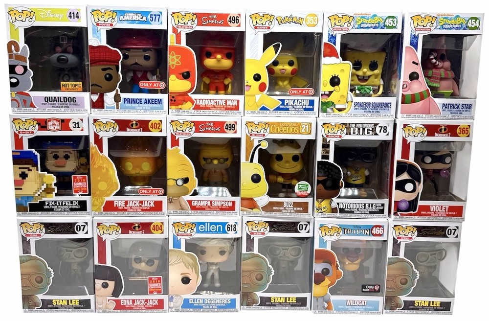 Funko Pop Lot Of 18 Pokemon, SpongeBob, Incredibles More Exclusive Figures New
