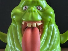 Ghostbusters 2016 Slimer Mattel Pull Tongue Talking Toy Tested Working ~ 6” Tall