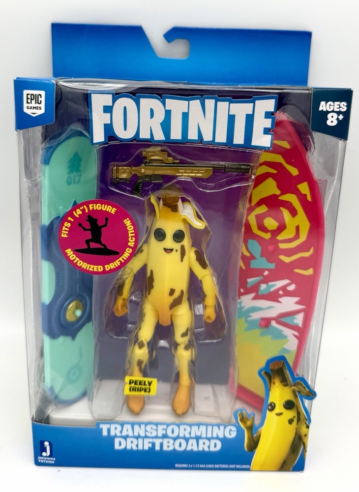 4 Inch FORTNITE Ripe PEELY TRANSFORMING DRIFTBOARD Surfboar Banana ACTION FIGURE
