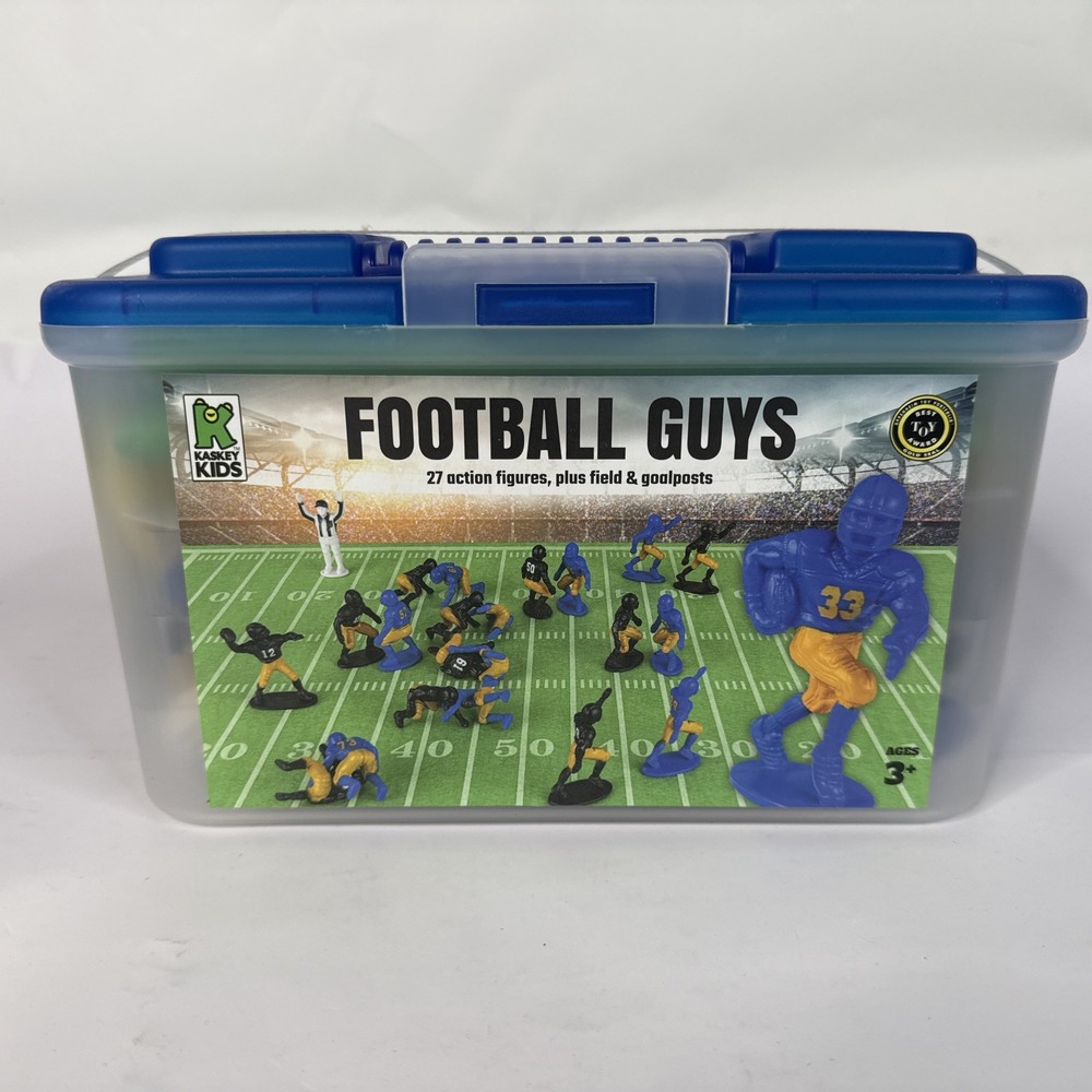 Kaskey Kids Football Guys Action Figure Field Goalpost Black Blue & Yellow New