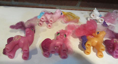 Hasbro My Little Pony Lot of Six (6) Ponies with Molded Tails Brushable Manes