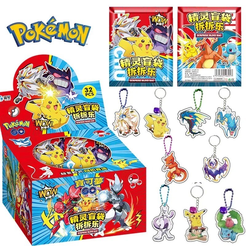 Pokemon 32pcs Acrylic Pendant Keychain Set Blind Bag Anime Character Charms