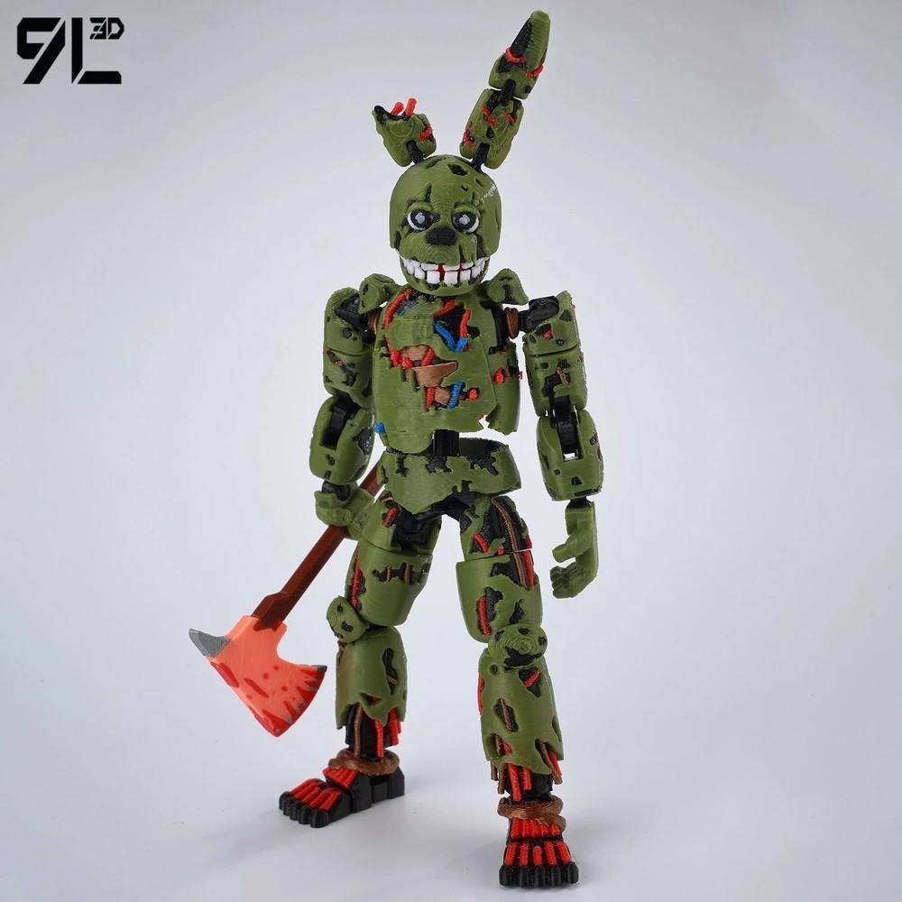 9L3D Printed FNAF Freddy Fazbear’s Pizza Springtrap Toys Action Figures Anime Mo