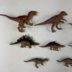 Dinosaur Plastic Toy Lot of 8 Triceratops Raptor Stegosaurus Cake Topper Figures