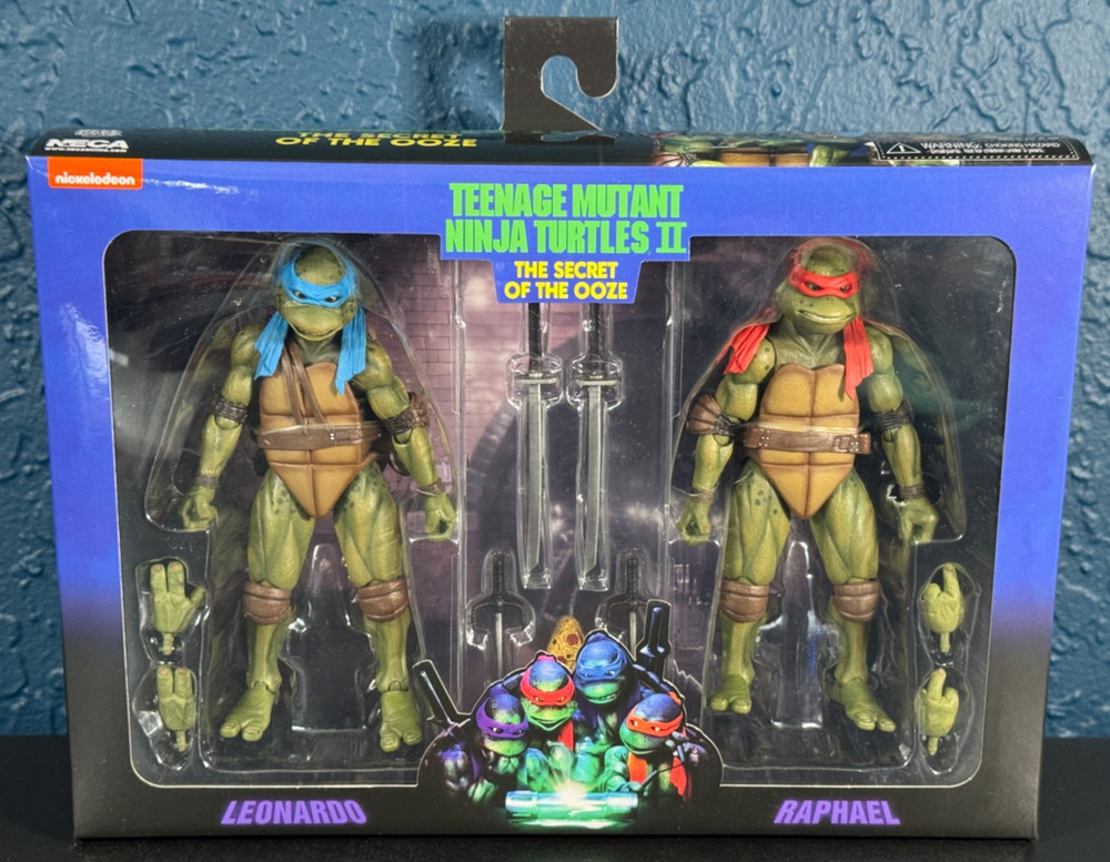 NECA TMNT II 2 The Secret of the Ooze (1991 Movie) Leonardo & Raphael 2-Pack