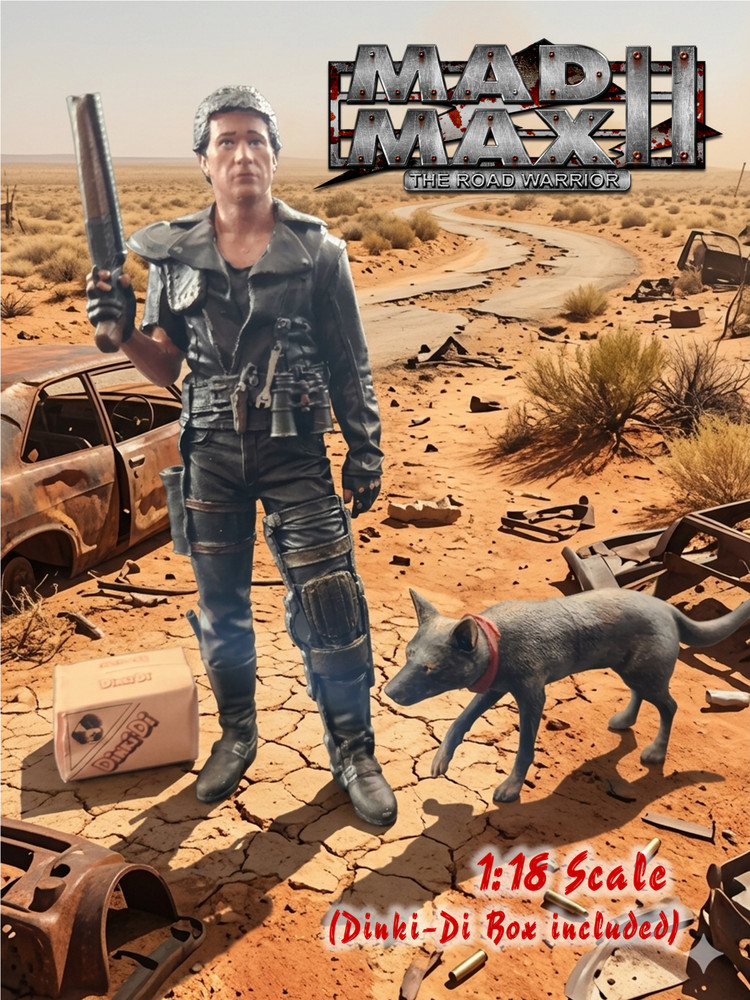 Mad Max 2 (with Dog) Painted Figures SET 1/18 Scale Diorama (Handmade Accessory)