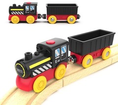 Battery Operated Locomotive Train, Magnetic Trains Toy for Wooden Tracks,