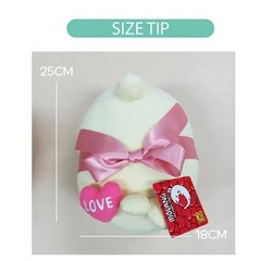 9.84″ Molang Lying Ribbon Present Soft Fluffy Plush Korean Official 25cm Kawaii