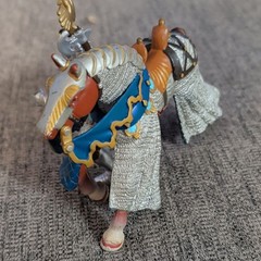Papo Medieval Knight & Armored Horse Set w/ Axe Blue/Silver/Gold 2007