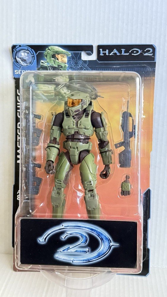 JOY RIDE STUDIOS HALO 2 SERIES 1 MASTER CHIEF W/BATTLE RIFLE & SMGs. NIB GENUIN