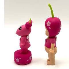 2 New Unbranded Kewpie/Angel Collectible Figures, Dark Cherry, Open Bx.