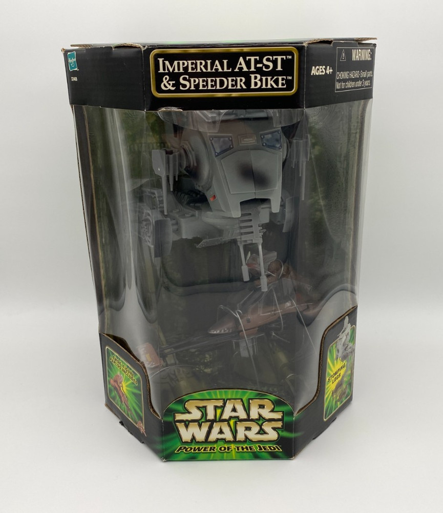 Star Wars Power of The Jedi Imperial AT-ST & Speeder Bike Hasbro 2001 Sealed