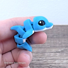 Dolphin Hatchling 3D Printed Articulated Flexi Fidget Toy- Stocking Stuffer Gift