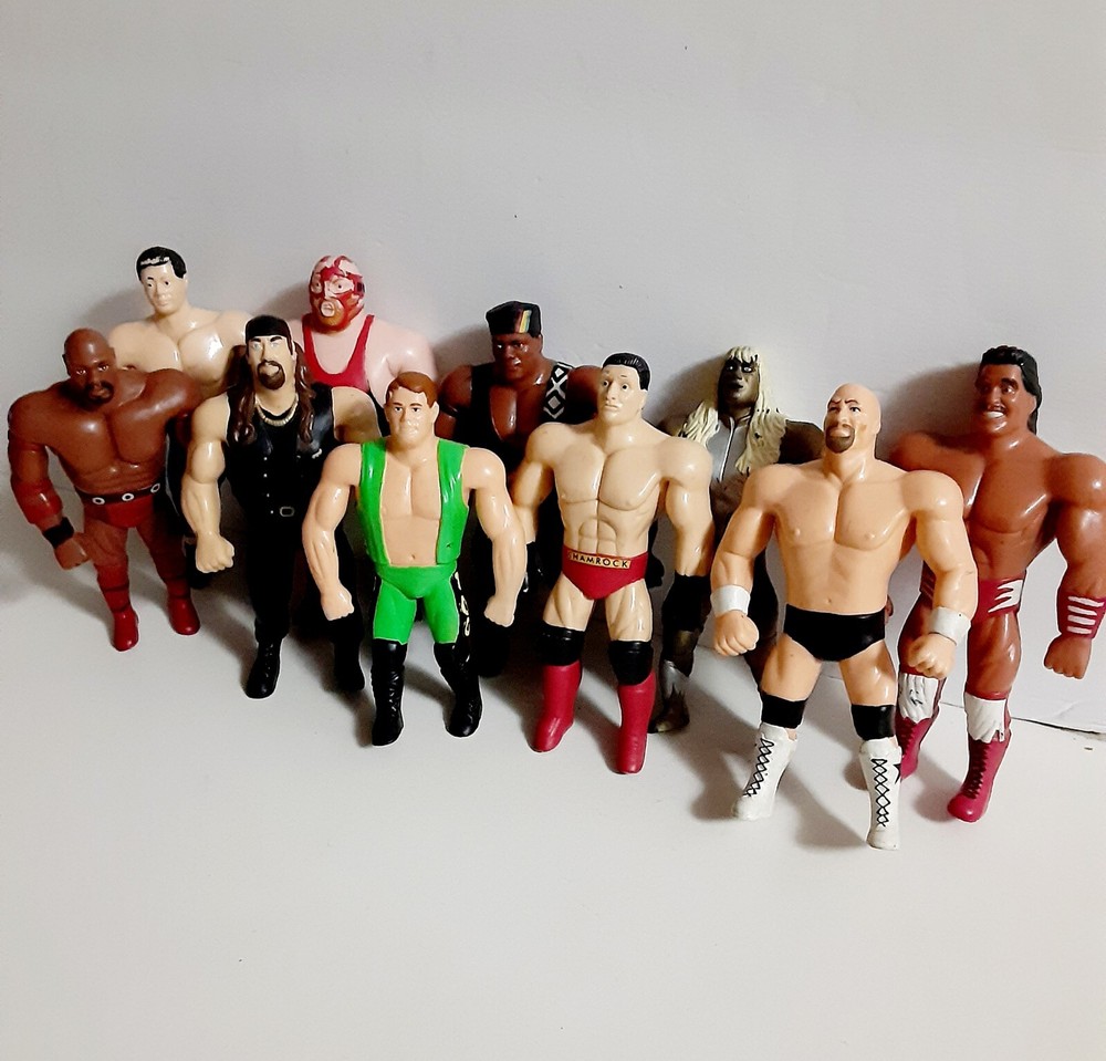 WWF Lot of 10 Justoys Bend Ems 5″ Wrestling Action Figures Vintage WWE WCW ECW
