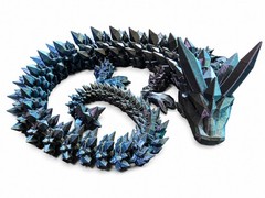 Blue Crystal Dragon Articulated 3D Printed Flexi Dragon Fidget Toy