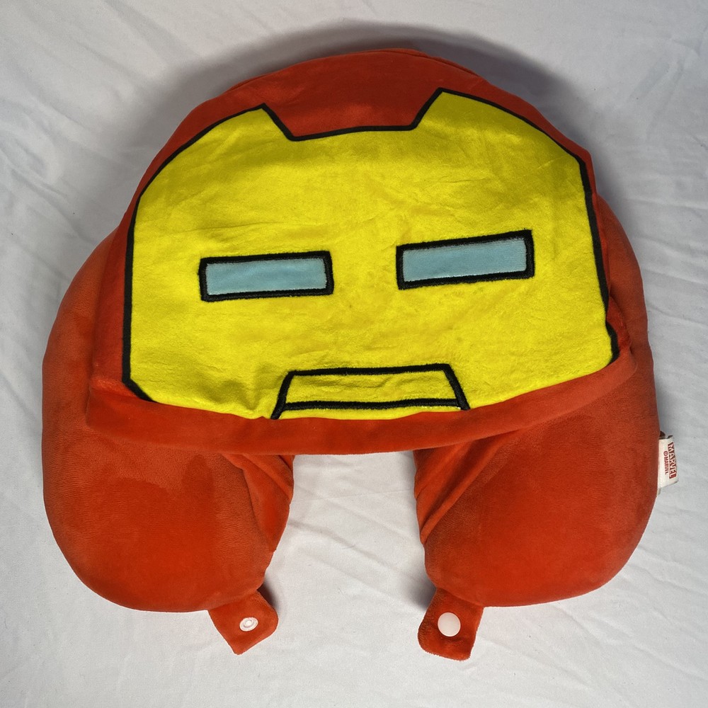 Iron Man Marvel Avengers Neck Travel Pillow with Hoodie Kids and Adults