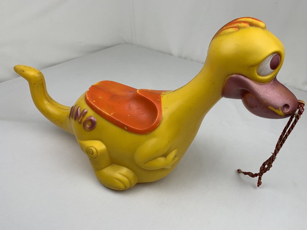 Vintage 1960s Flintstones Dino Pull Toy Large Plastic Hanna Barbera 19in