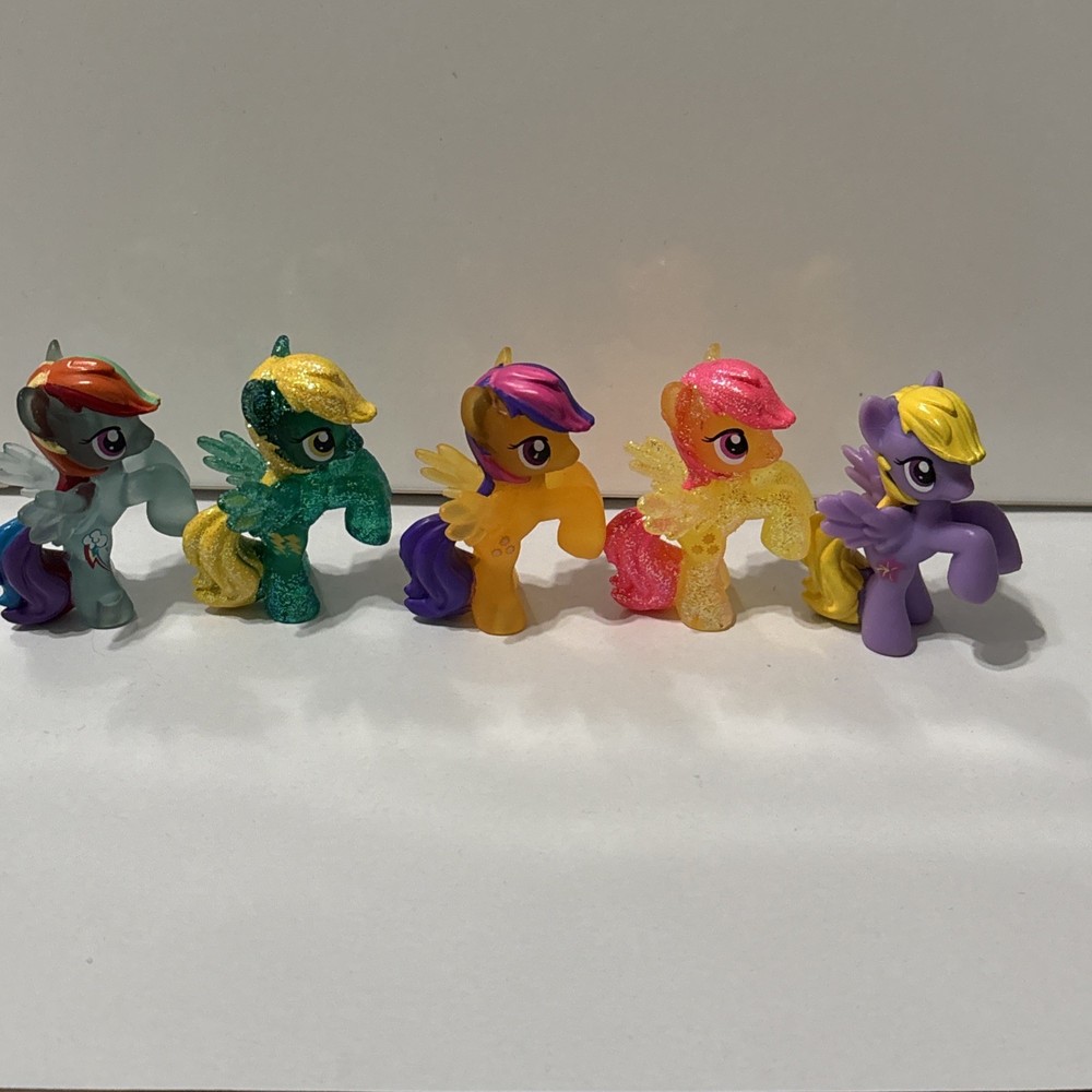 My Little Pony 5 pc Set Pegasus Transparent And Sparkle 2” Rainbow Dash + More