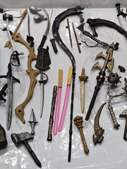 Vintage Toy Figure Lot Weapon Sword Axe Knife Hammer Shield Staff ? McFarlane