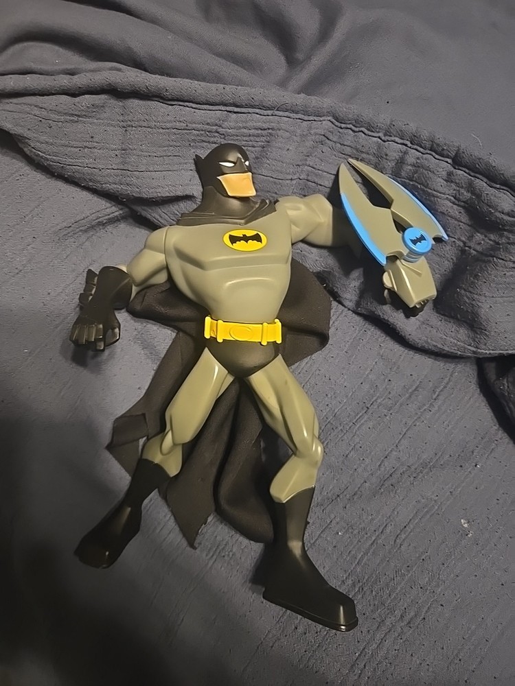 DC Comics Batman Action Figure Gray Black Yellow with Cape & Accessory