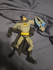 DC Comics Batman Action Figure Gray Black Yellow with Cape & Accessory