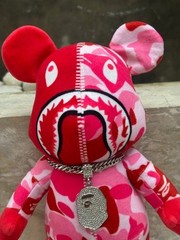 BAPE x BEARBRICK 400% Camo Plush Doll (with chain) – Pink / Blue / Green