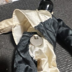 Poseable Human Action Figure Doll Black & White Outfit Plastic/Fabric