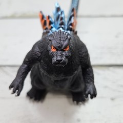 Soft Rubber Stuffed Godzilla Third Party Figure 6″ Orange Blue Spikes Read