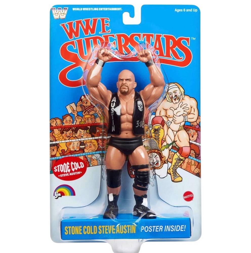 WWE Superstars LJN Stone Cold Steve Austin 8” Figure Blue Card Retro WWF