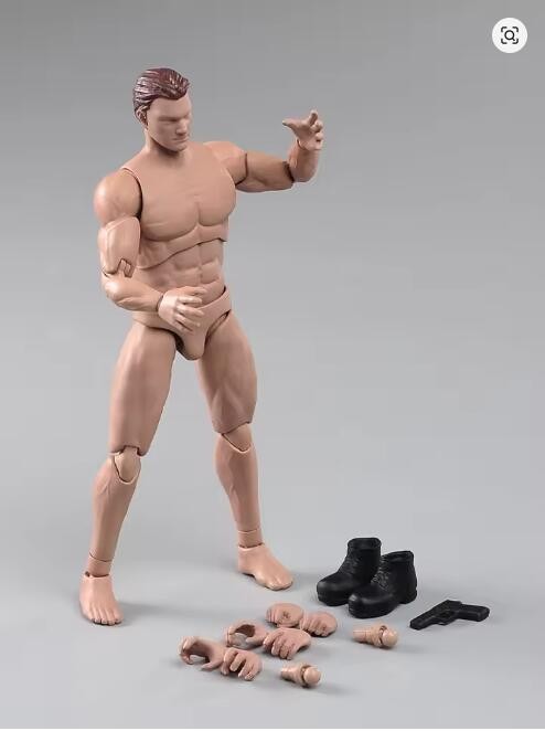 US 1:12 Flexible Muscular Male Strong Joint Body Head Hand Shape 6″ Figure