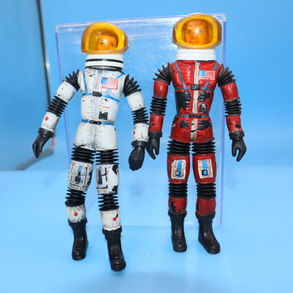 Mattel 1966 Major Matt Mason Man in Space Figure & Sgt Storm with Helmets VG+