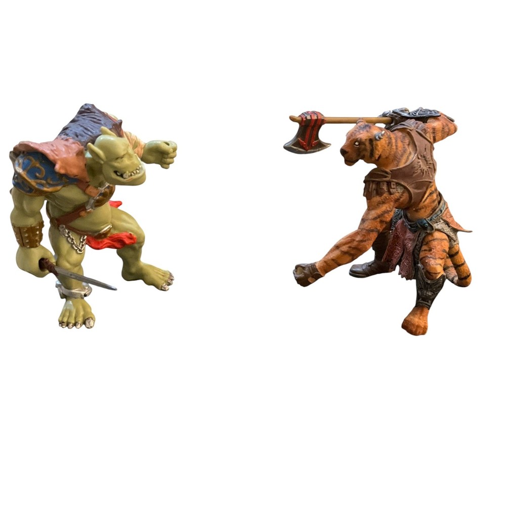 Papo Fantasy Action Figures Tiger Mutant Axe Troll Orc Wahar Ogre 2002 Medieval