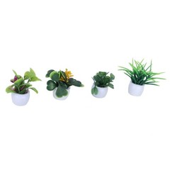 4 Pcs Mini Simulation Pot Plants Set Artificial Potted Plants Set with