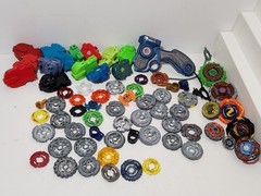 Lot of Vintage Beyblades, Spinners, Launchers Parts Metal Plastic Rubber