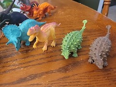 Lot of 17 Dinosaur Toys Assorted Types Sizes And Years Trex, Stego, More