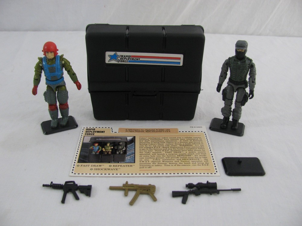 Hasbro Gi Joe Rapid Deployment Force Shockwave & Fast Draw w/ Weapons & Case VG